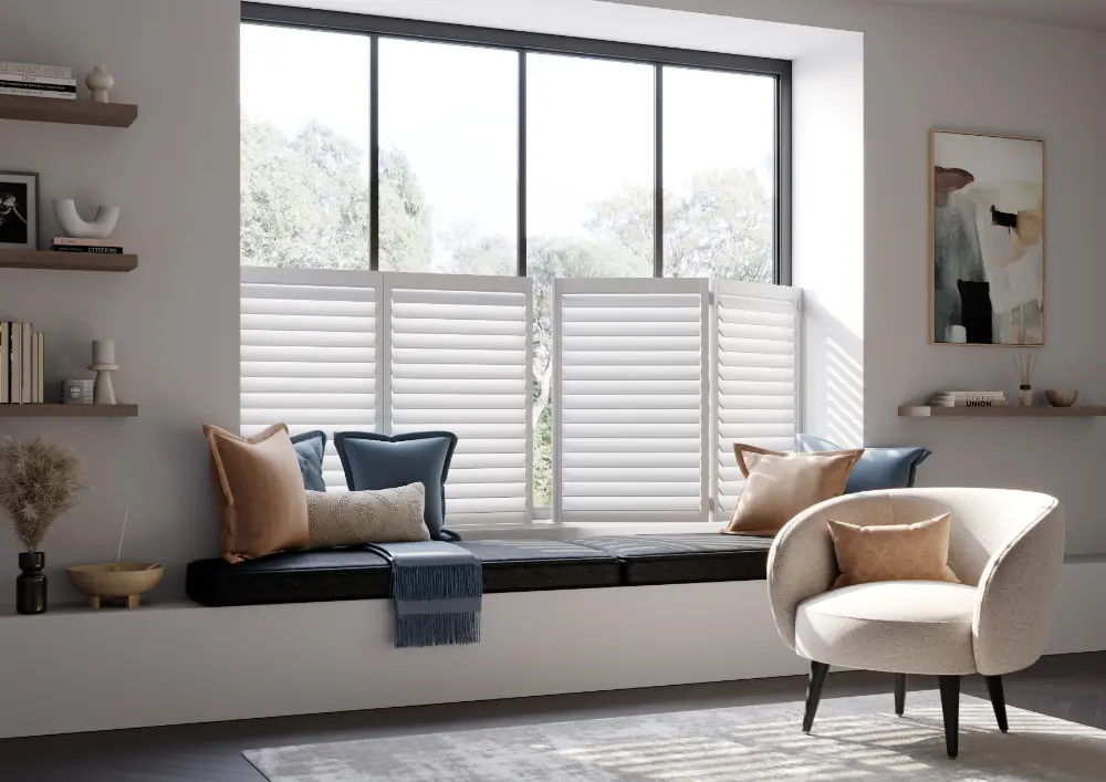 cafe style shutters window seat