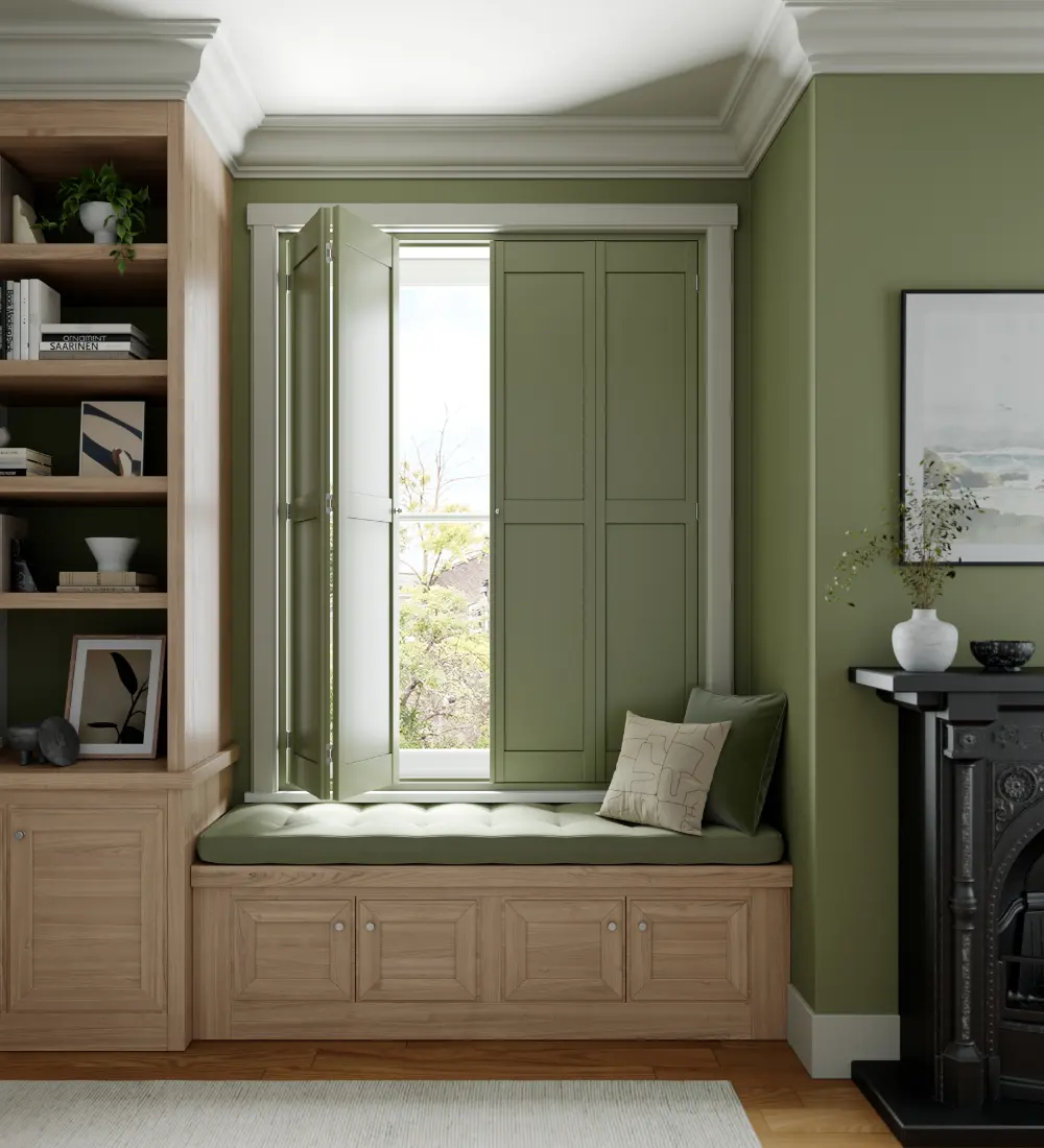 solid panel shutters custom colour open
