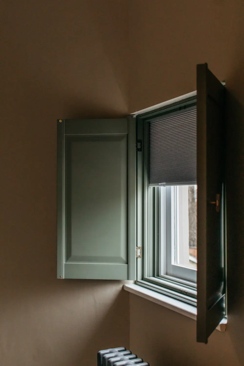 solid panel shutters open